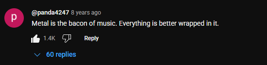Screenshot of the youtube comment by user panda4247 with above text