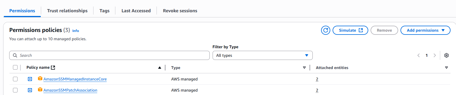 AWS create role permissions