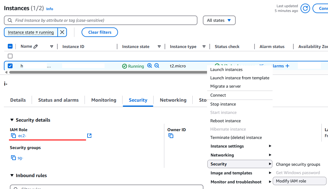 AWS create role permissions